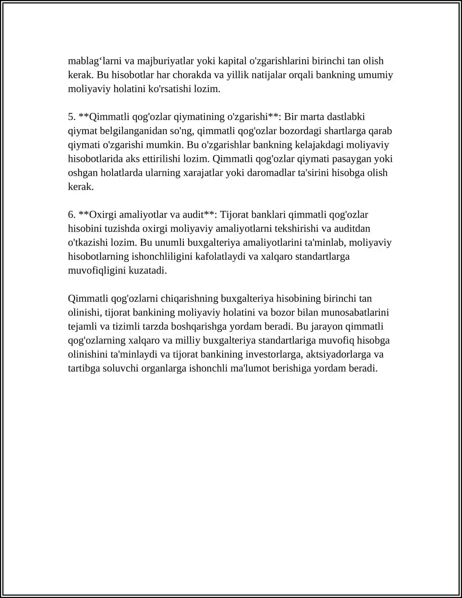 TIJORAT BANKLARI TOMONIDAN CHIQARILADIGAN QIMMATLI QOG’OZLAR HISOBI 4