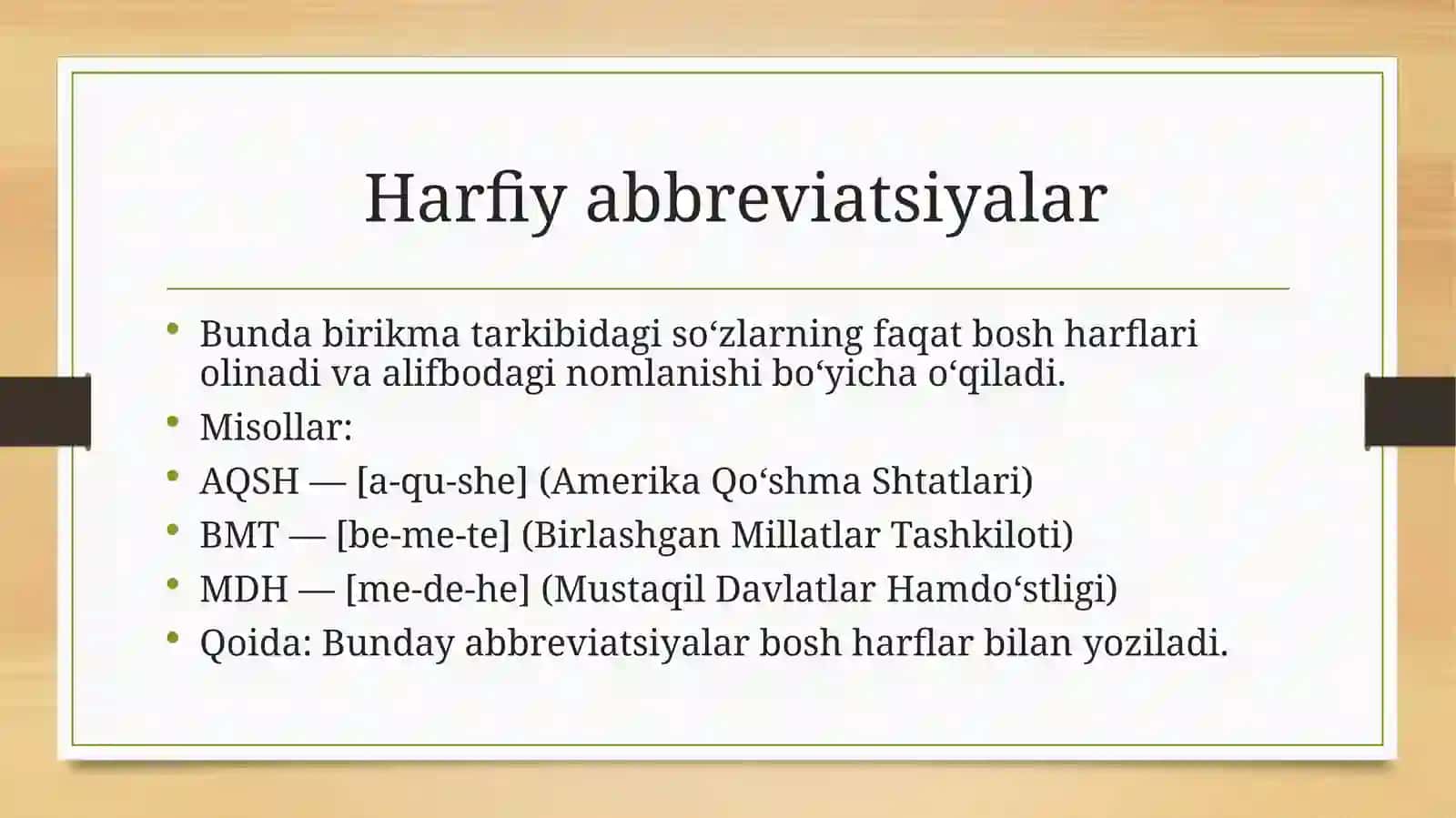 Abbreviatsiya usuli bilan so‘z yasalishi 4