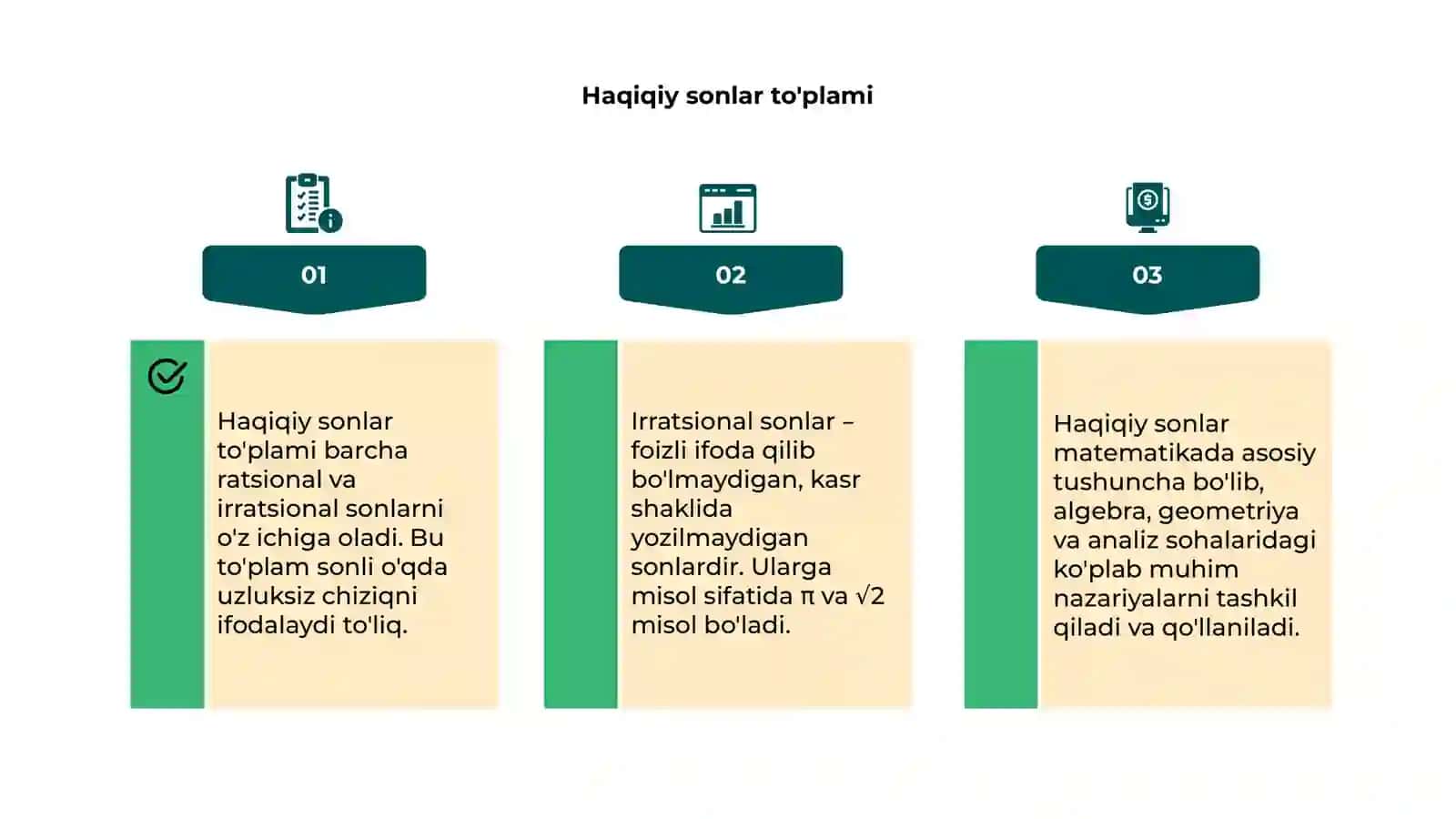 Haqiqiy sonlar irratsional son tushunchasi 4