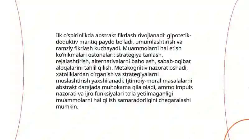 Oʻsmirik davridagi psixik rivojlanish 4