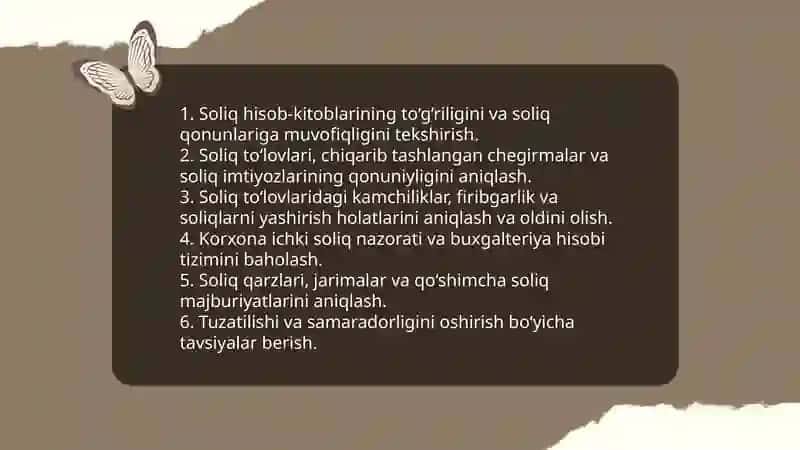 Soliq auditining maqsad va vazifalari 4