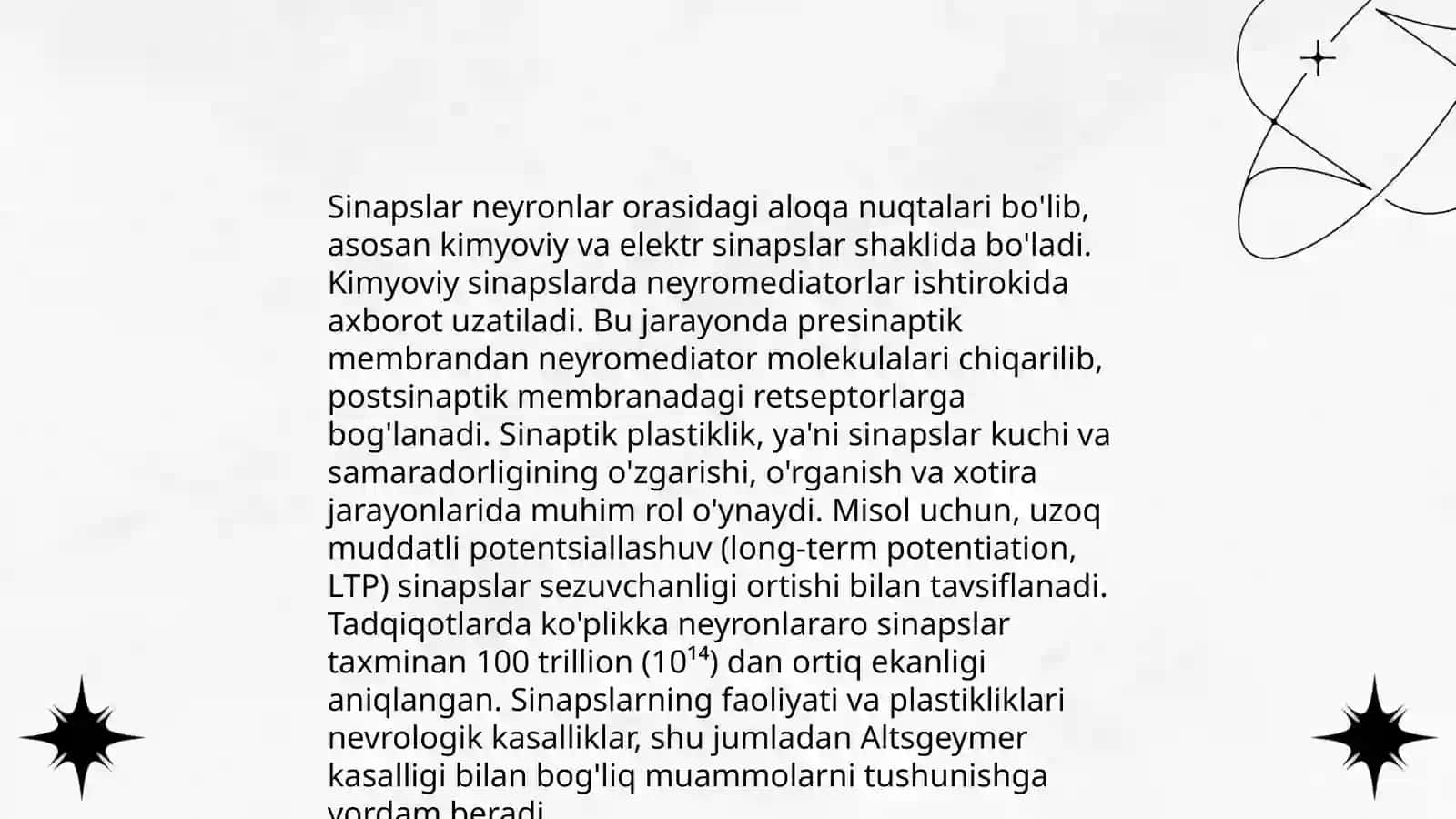 Neyronlar va ularning kompensator moslashuvlari 4