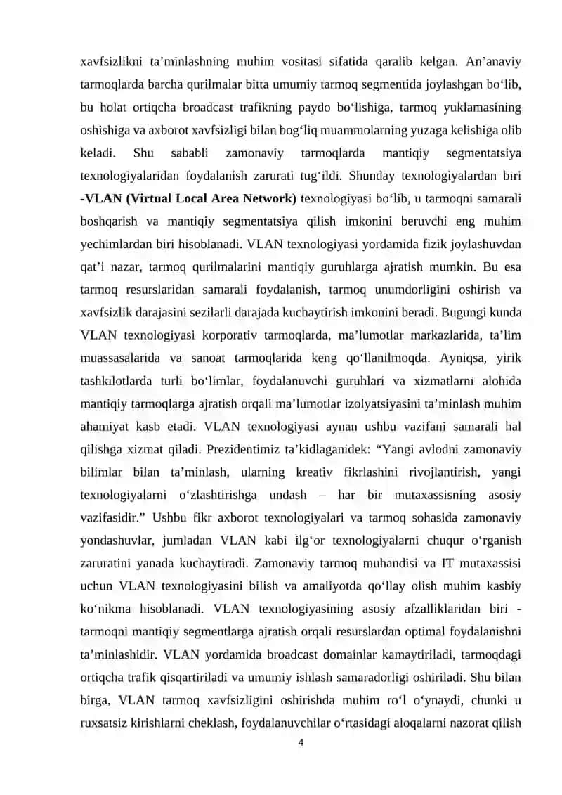 VLAN texnologiyasi orqali tarmoqni segmentatsiya qilish usullari 4