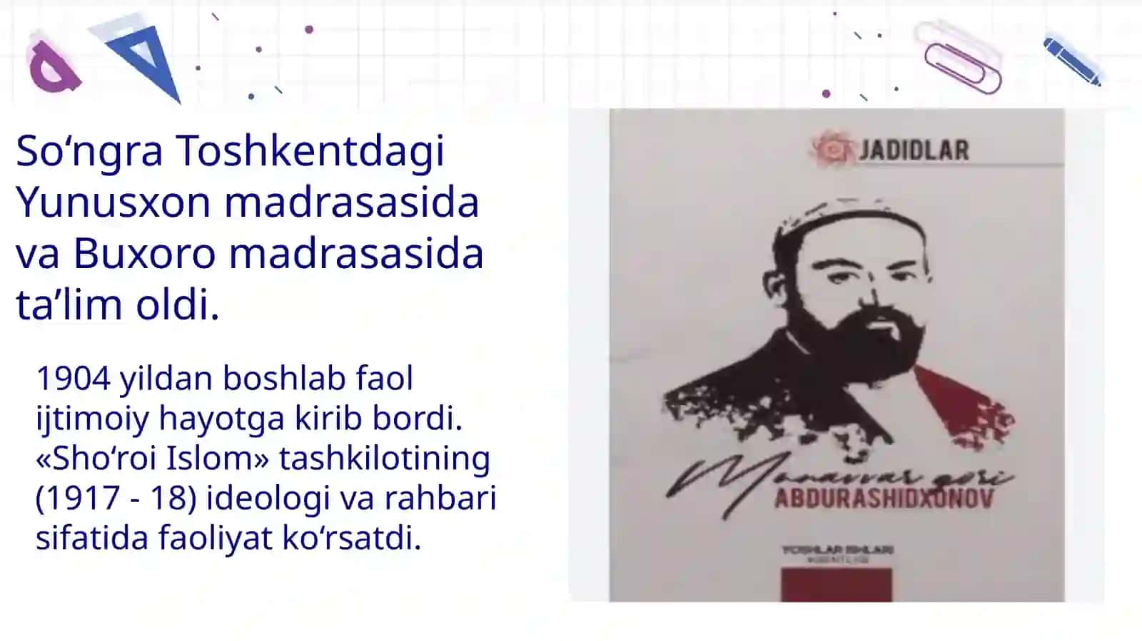 Munavvar qori Abdurashidxonov va uning faoliyati 4