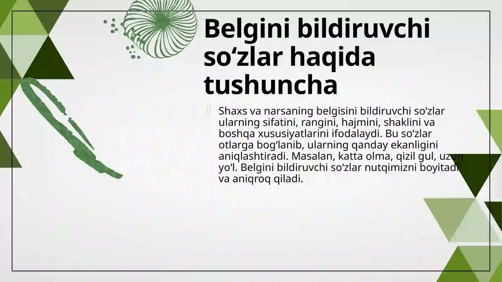 Shaxs va narsaning belgisini bildirgan soʻzlar 4