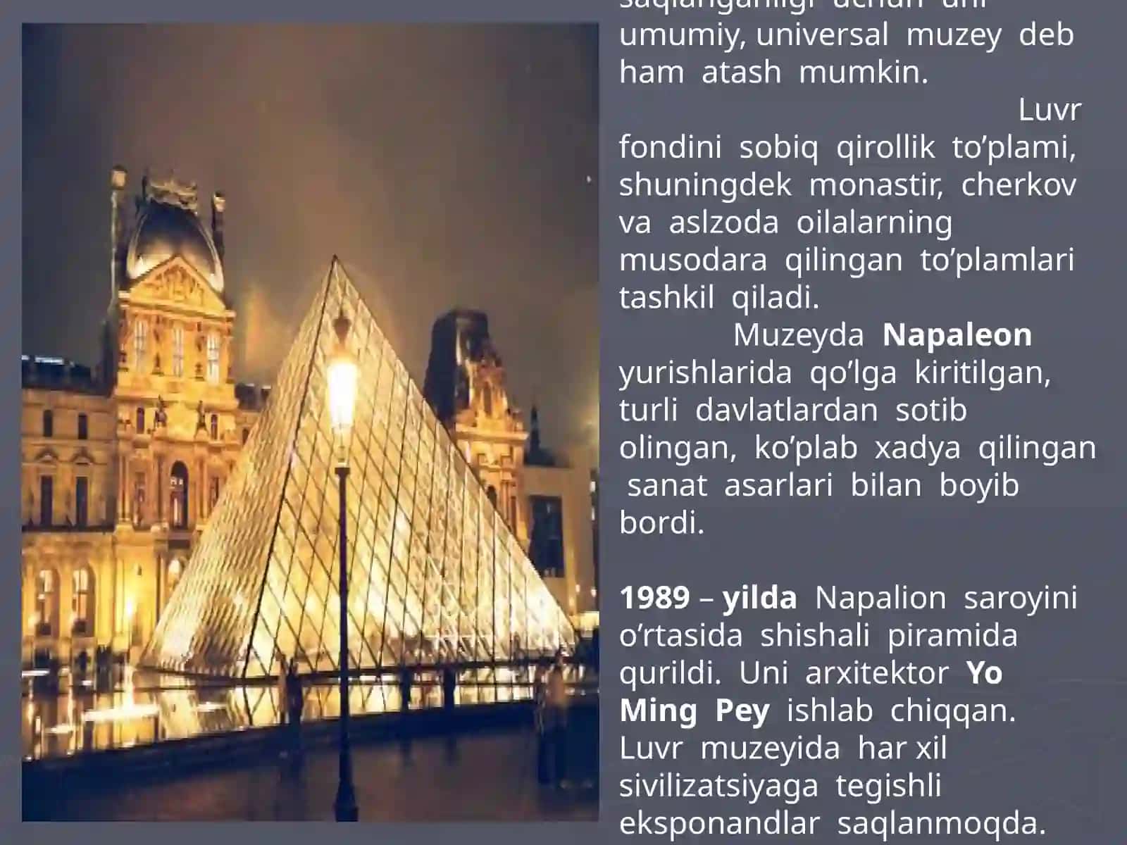 5-sinf Tarix fanidan Parij shaxridagi Luvr muzeyi dars taqdimot 4