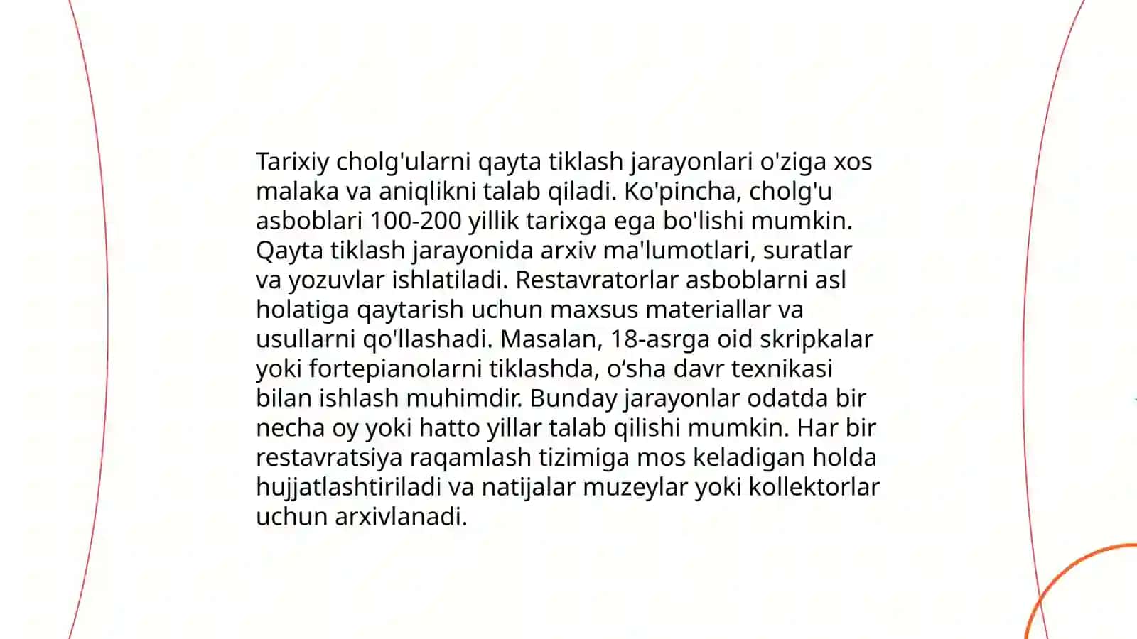 Cholg'u asboblarining rekonstruksiya metodlari 4