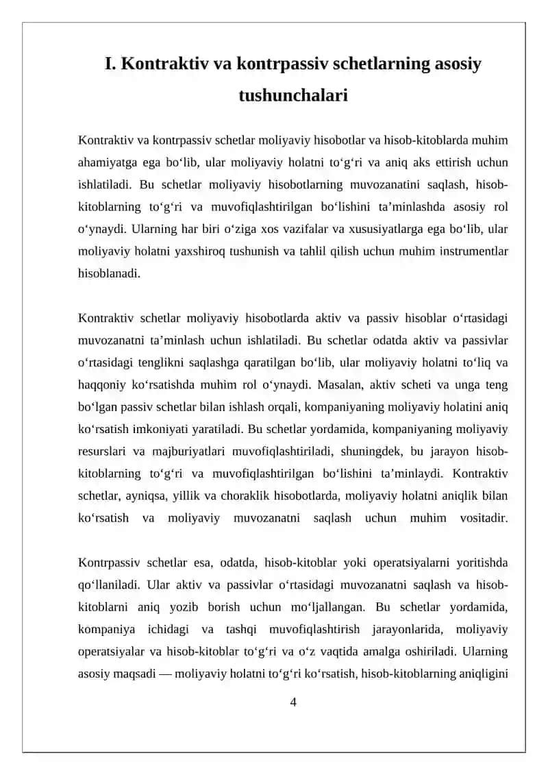 Kontraktiv va Kontrpassiv Schetlar 4