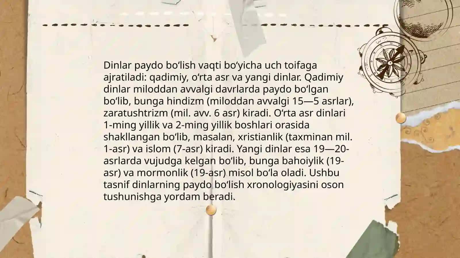Dinlarning tasnifi 4