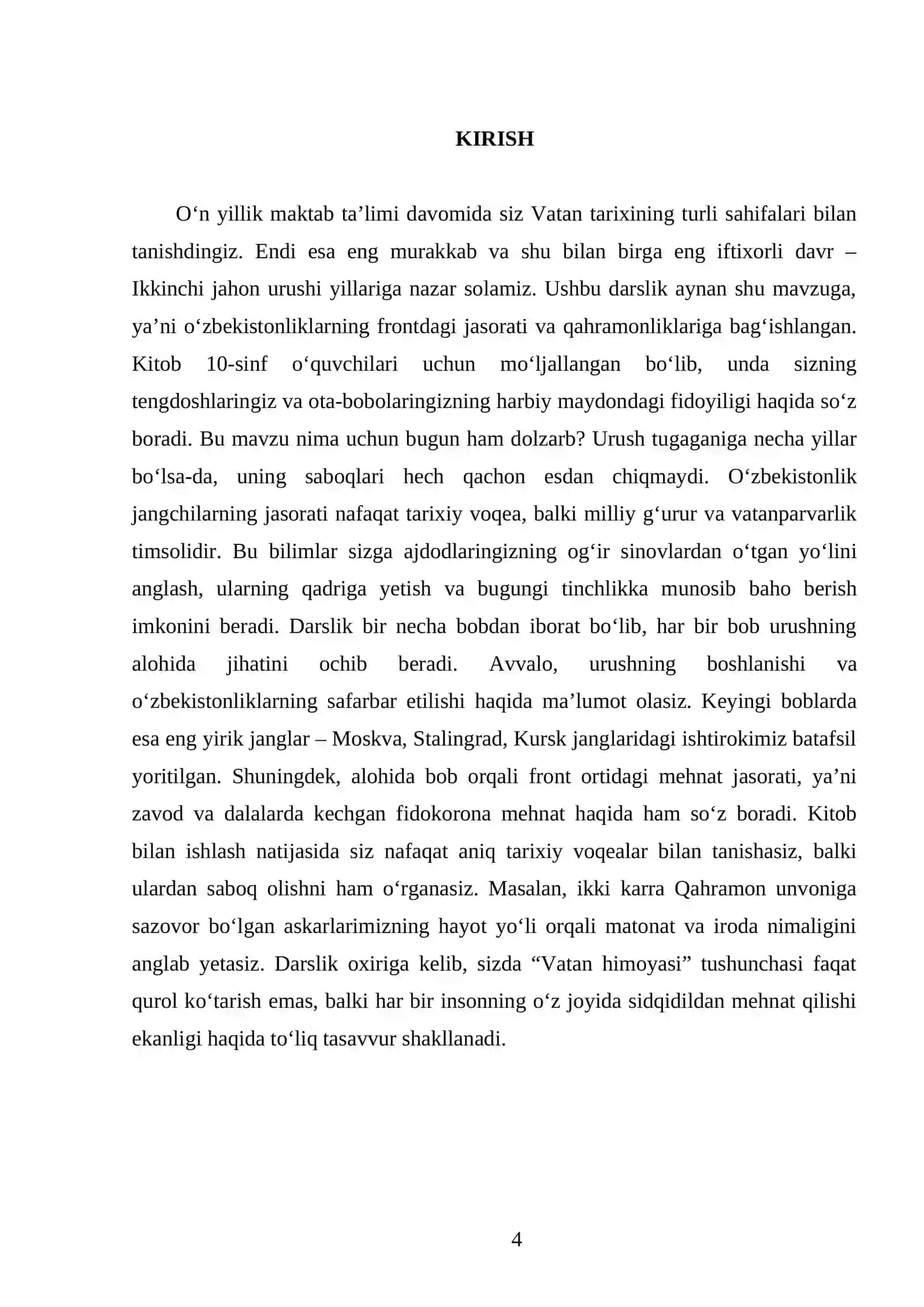 O‘ZBEKISTONLIKLARNING FRONTDAGI JASORATI VA QAHRAMONLIKLARI. 10- SINF 4