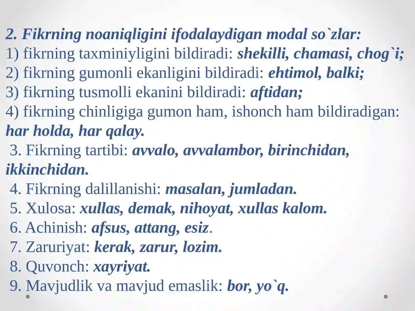 Modal, undov va taqlid so‘zlar 4