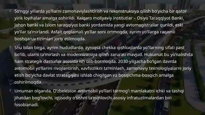 O'zbekiston avtomobil yo'llarini umumiy tarmog'i 4