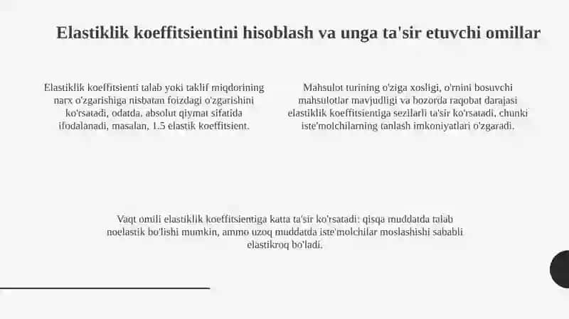Talab va taklifning narx elastikligi 4