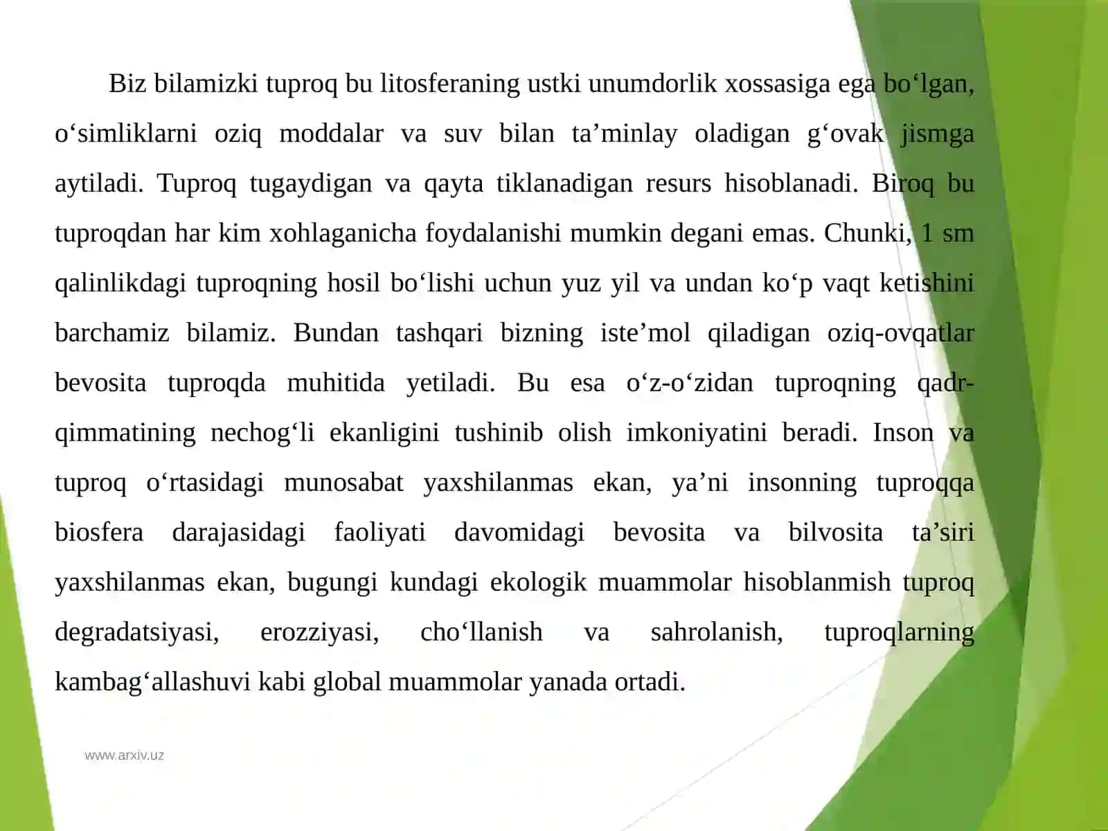 Tuproq profilida elementlar migratsiyasi 4