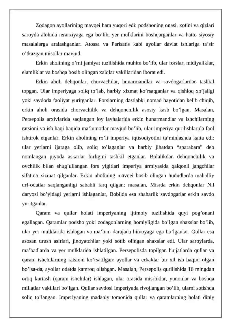 Ahamoniylar davrida ijtimoiy-iqtisodiy va madaniy hayot 4