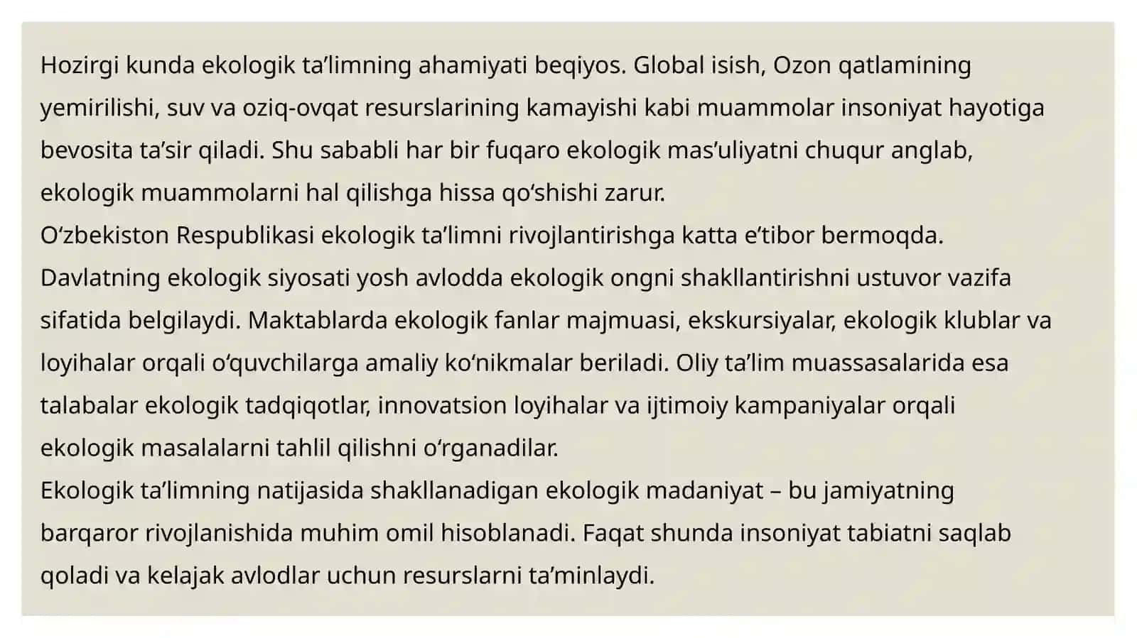Ekologik ta’lim berish davlat standartlar 4