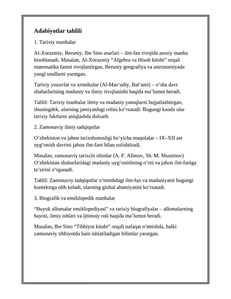 IX ASRLARDA MAMLAKATIMIZ HUDUDIDA RO'Y BERGAN MADANIY UYG'ONISH (RENESSANS) 4