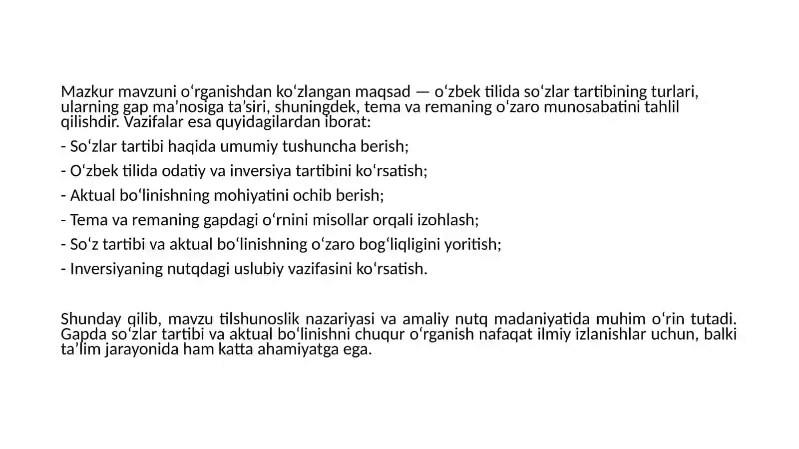 So‘zlar tartibi va aktual bo‘linish 4