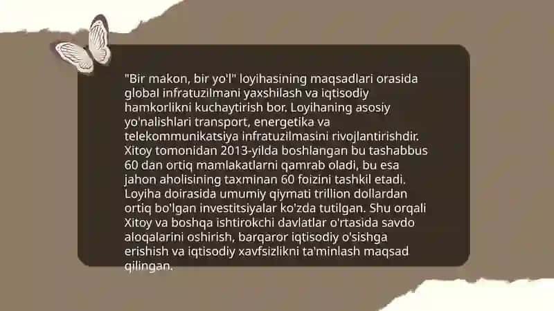 Xitoyning geosiyosiy yuksalishi va, Bir makon, bir yo'l tadhabbusi 4