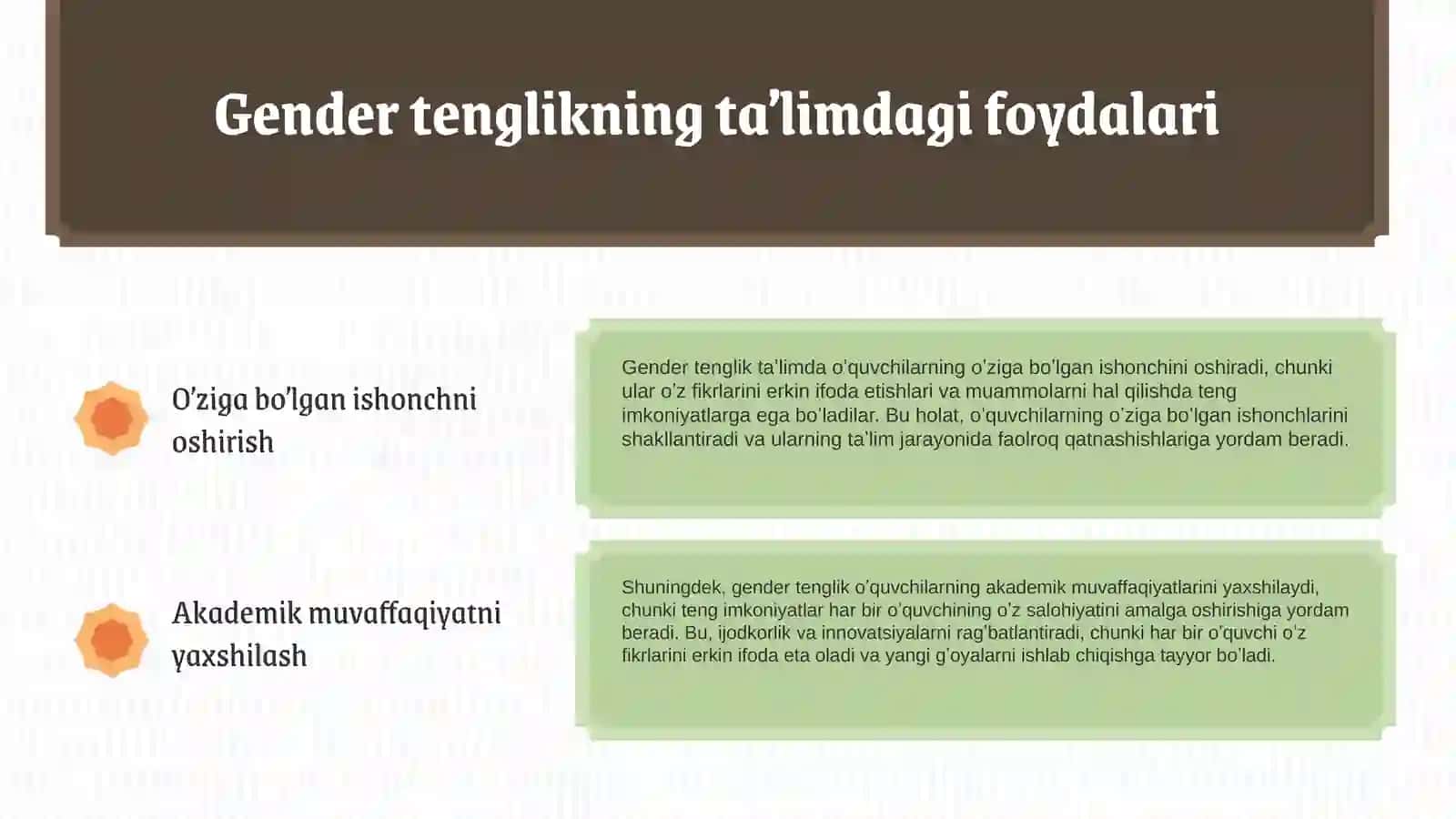 Gender tengligi taʼlim sohasida 4