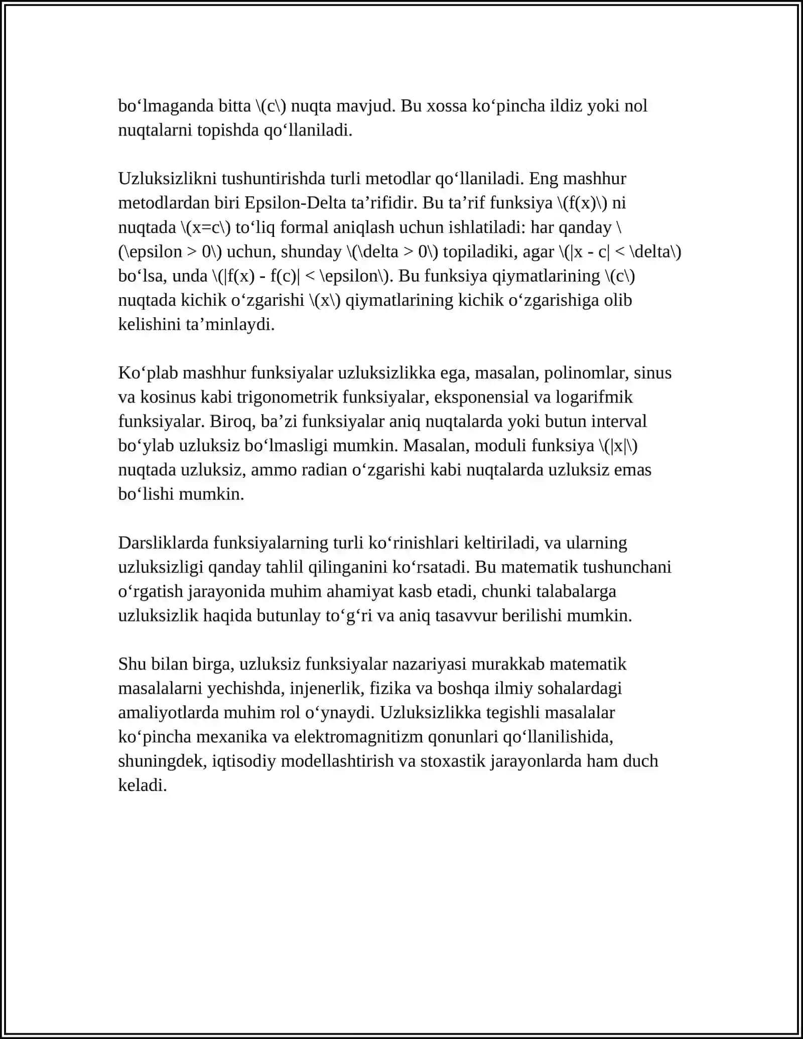 FUNKSIYANING UZLUKSIZ MODULI 4