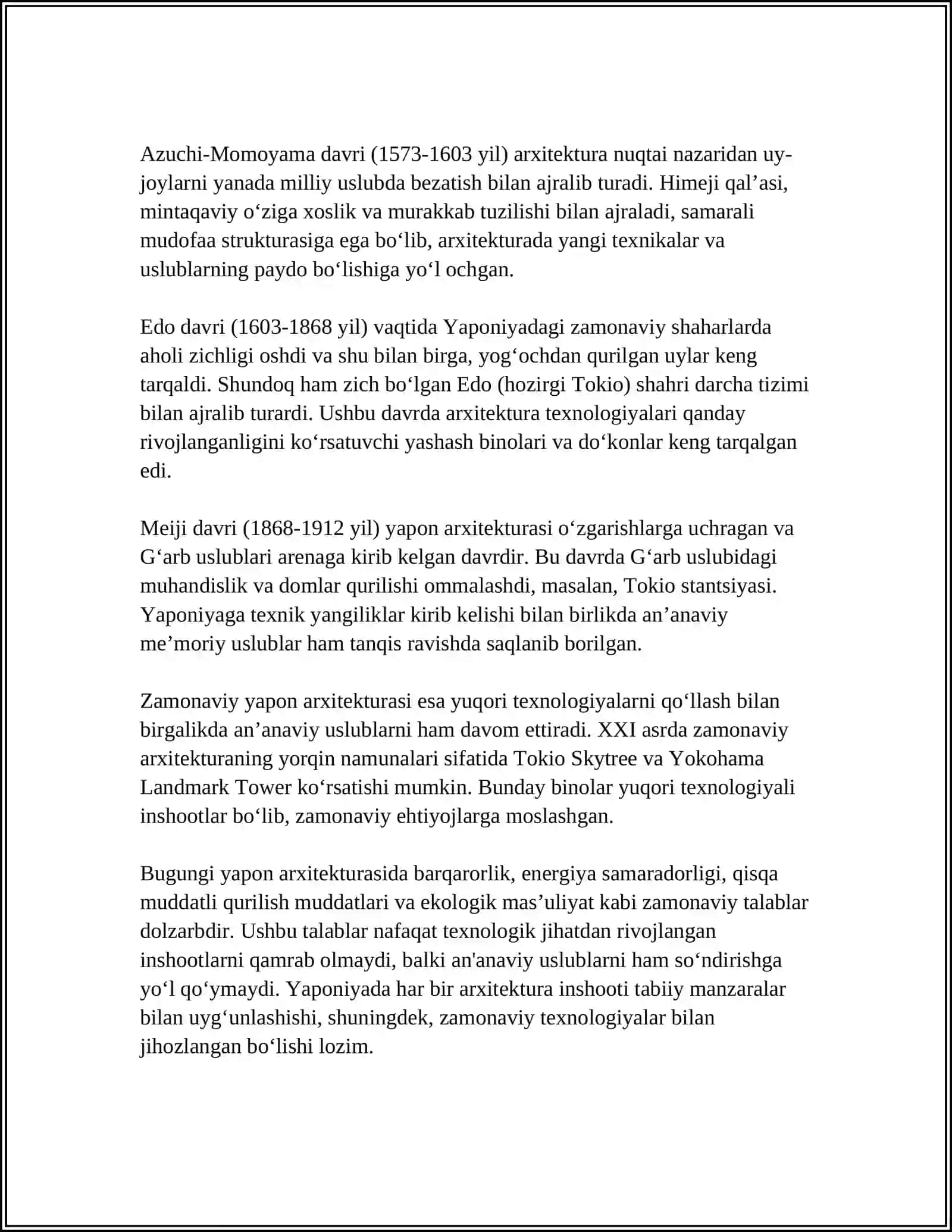 YAPONIYADA OSMON O'PAR BINOLAR QURILISH TEXNIKASI 4