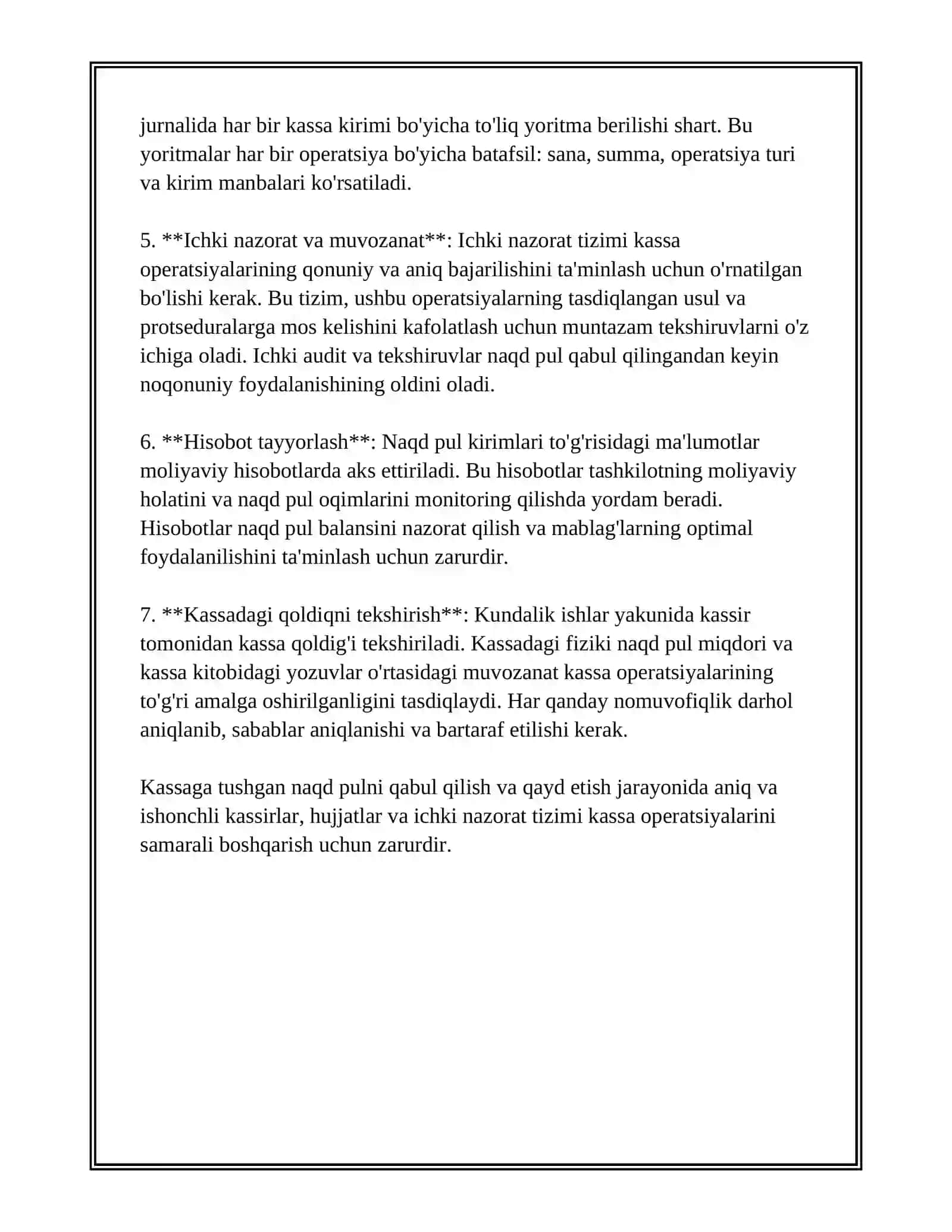 KASSA OPERATSIYALARINI HISOBGA OLISH 4