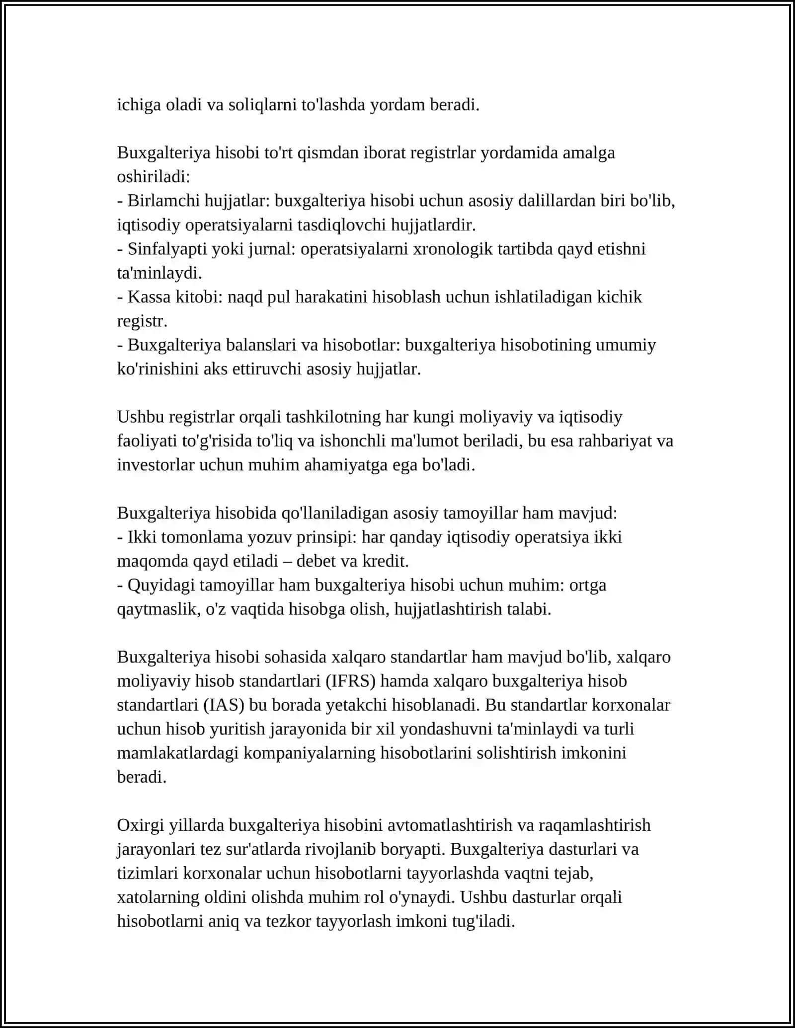 BUXGALTER KASBIGA QO‘YILADIGAN TALABLAR 4