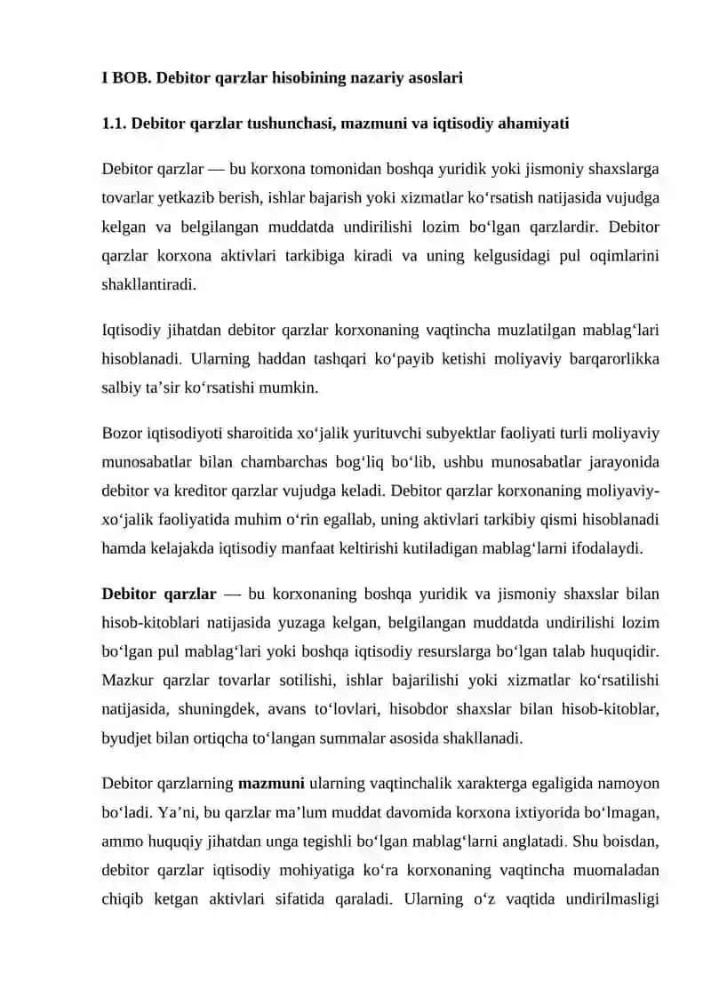 Debitor Qarzlar va Daromadlar Hisobi 4