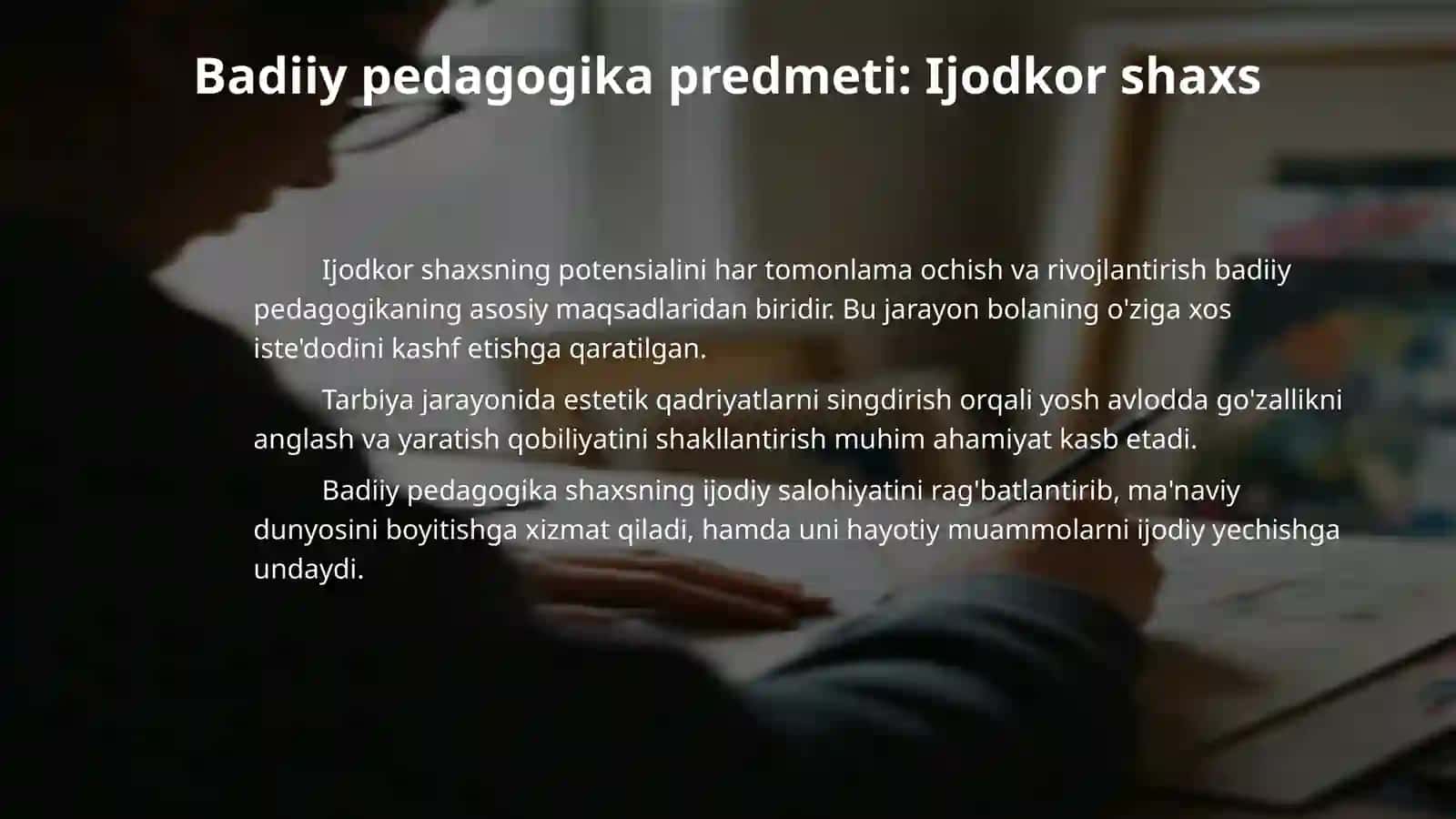 baddiy pedagogika fanining maqsad vazifalari va mazmuni 4