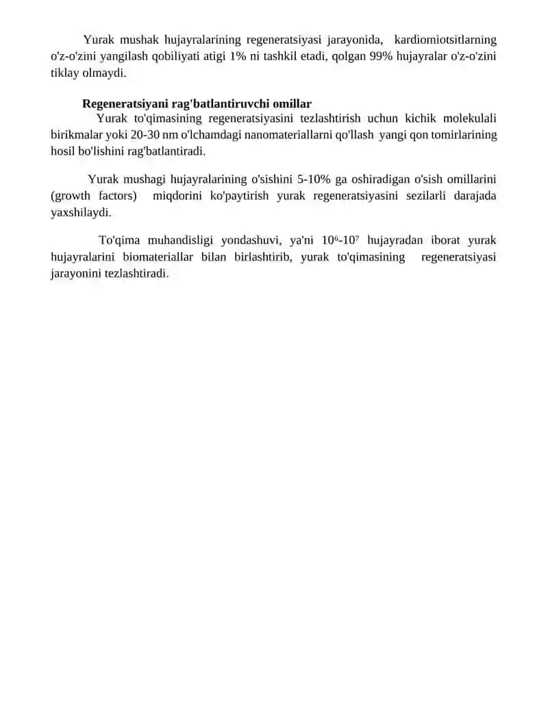 Yurak mushagi regeneratsiyasi 4