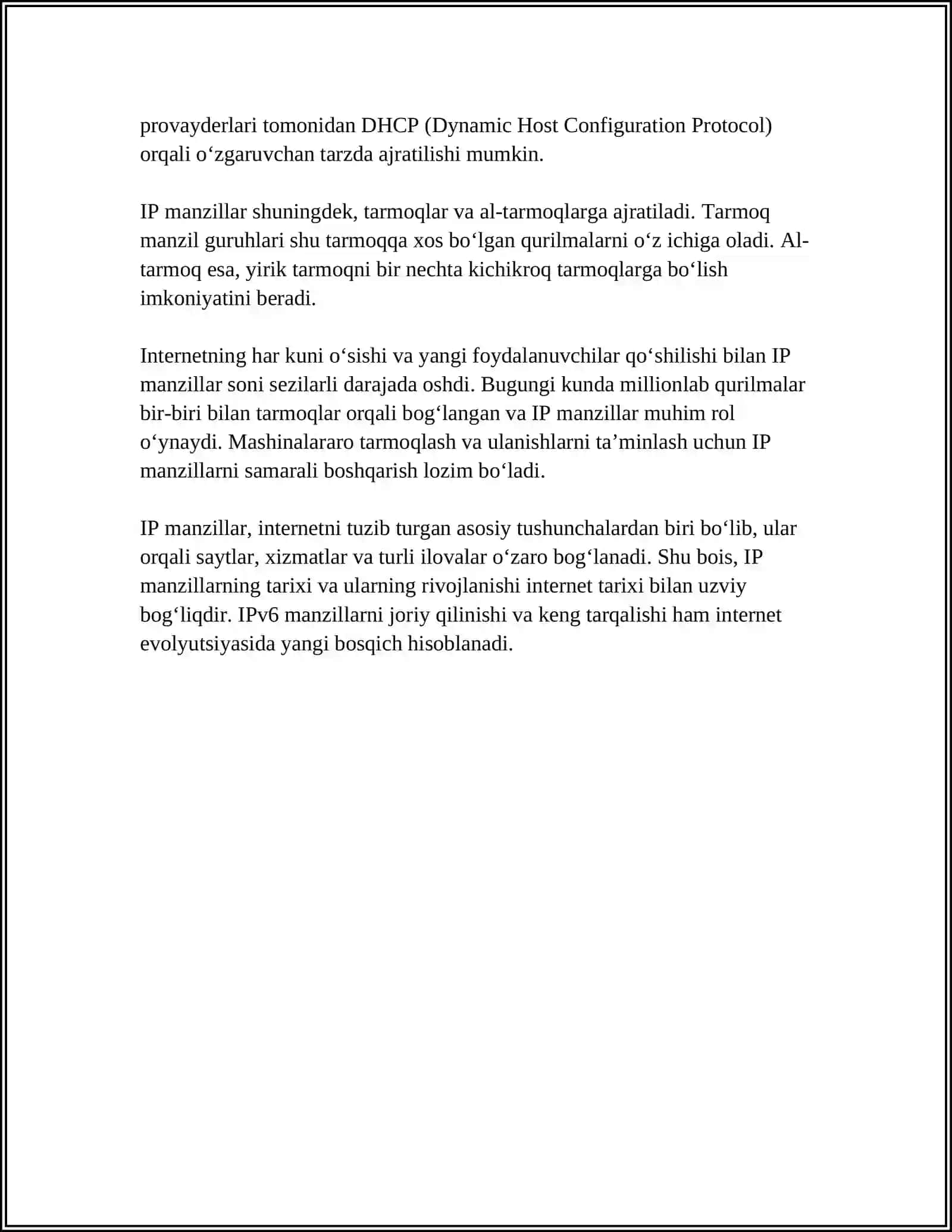 IP MANZILLAR HAQIDA NAZARIY MAʼLUMOTLAR 4