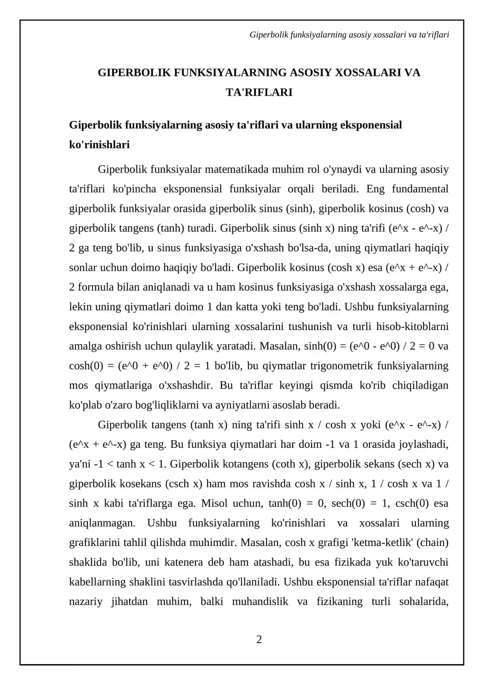 Giperbolik va teskari giperbolik funksiyalar 4