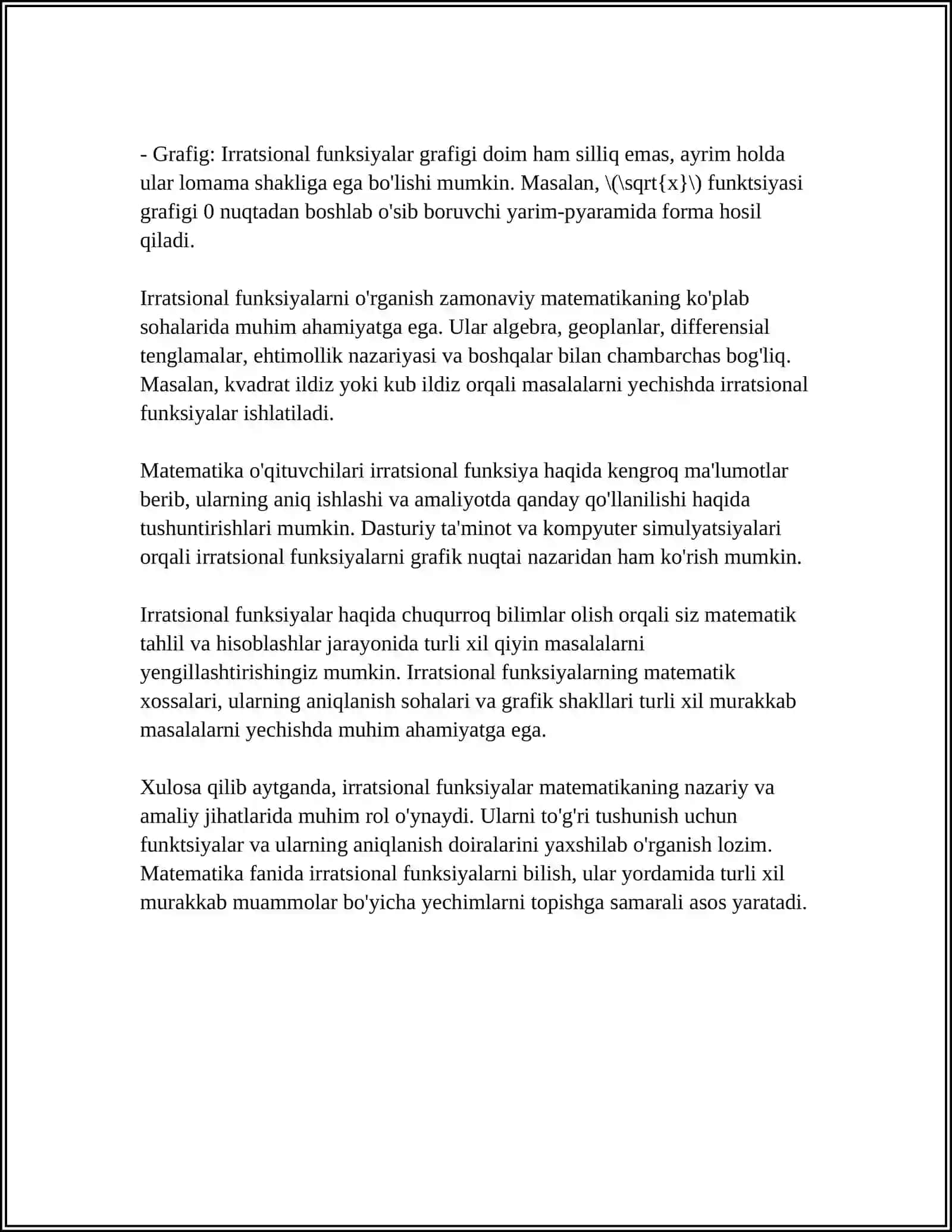 IRRATSIONAL FUNKTSIYALARNI INTEGRALLASH 4