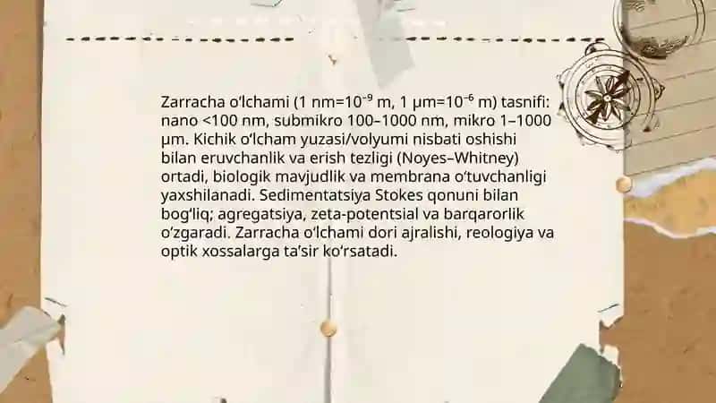 Dagʻal-dispers sistemalarning xossalari va ularni tibbiyot va farmakologiyada ishlatilishi 4