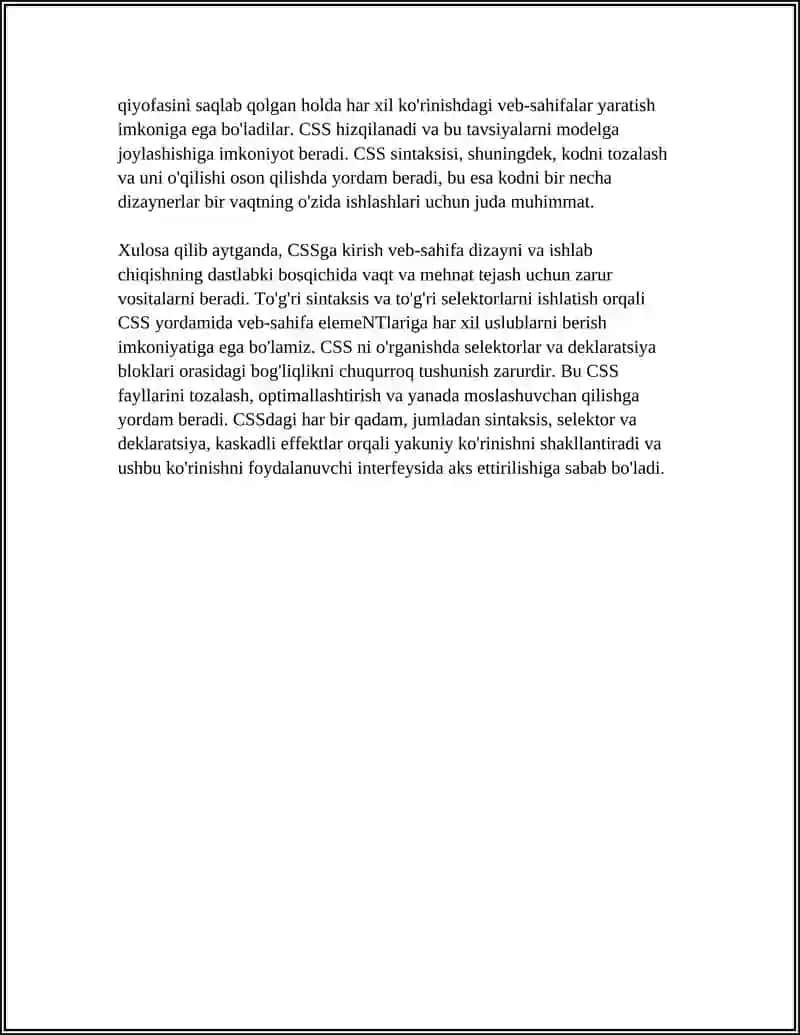WEB -SALTLARNI HOSIL QILUVCHI TILLAR:CSS 4
