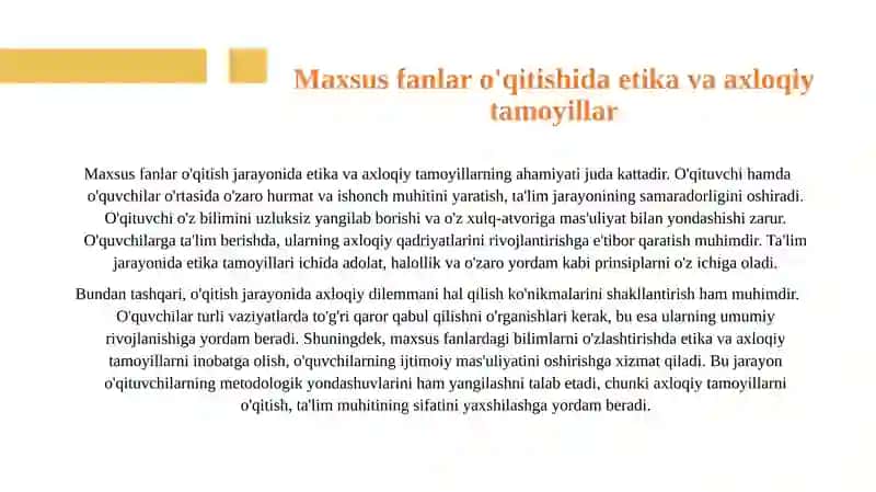 Maxsus fanlarni o‘qitishning ta’lim tamoyillari. 4