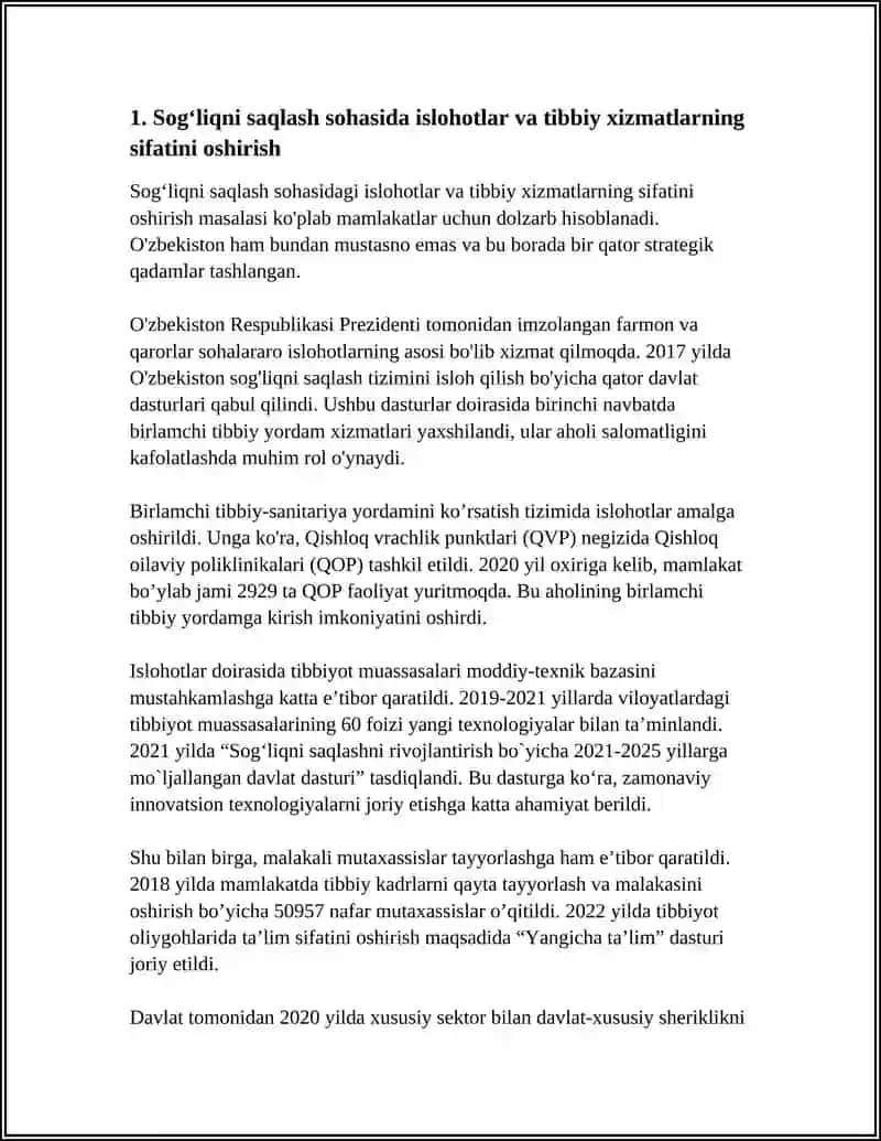 O‘ZBEKISTON RESPUBLIKASIDA IJTIMOIY SOHADAGI ISLOHOTLAR 4
