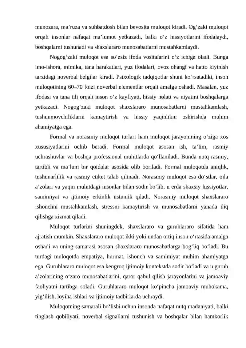 Muloqot sotsial va shaxslararo munosabatlarning 4