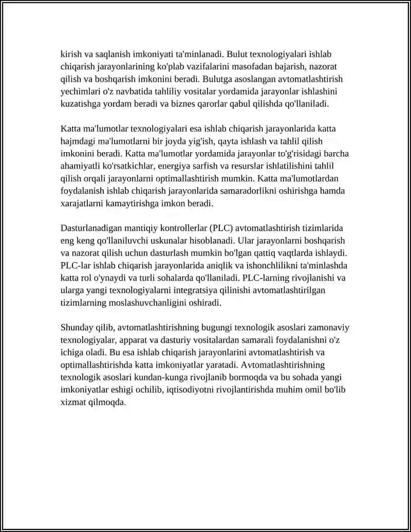 AVTOMATLASHTIRISHNING BUGUNGI HOLATI HAQIDAGI TUSHUNCHA 4