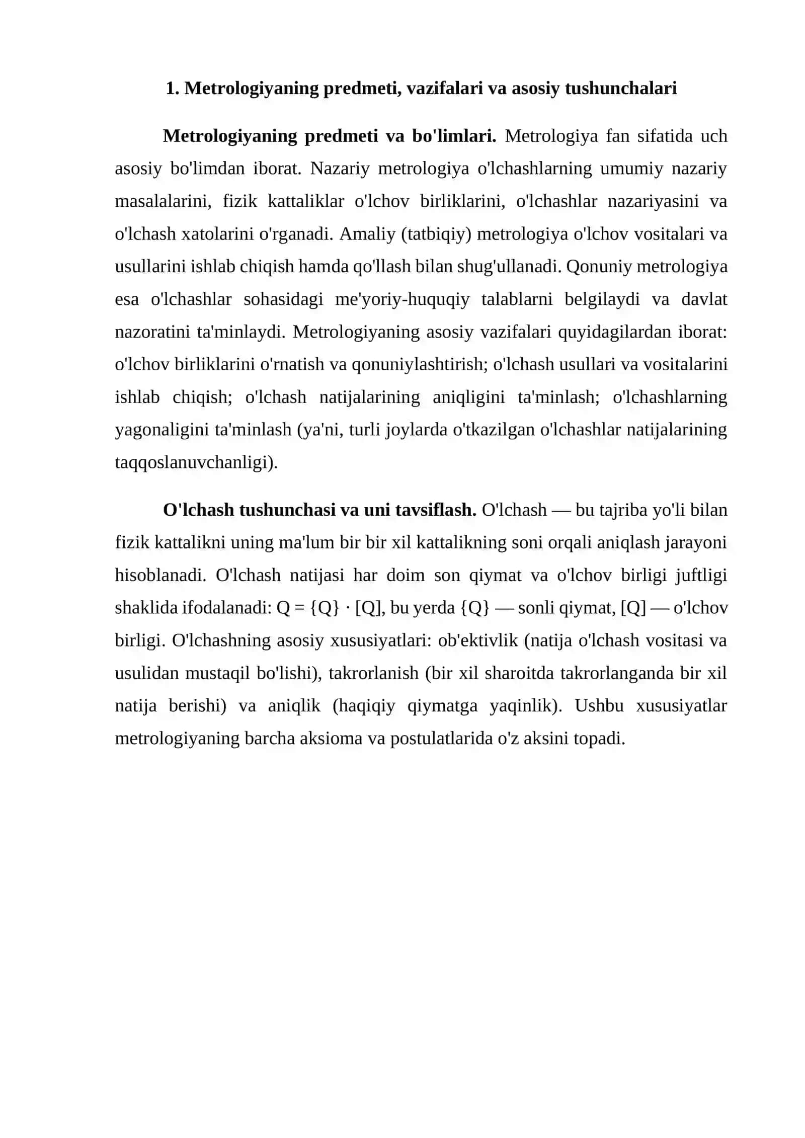 Metrologiyadagi asosiy aksioma va postulatlari 4