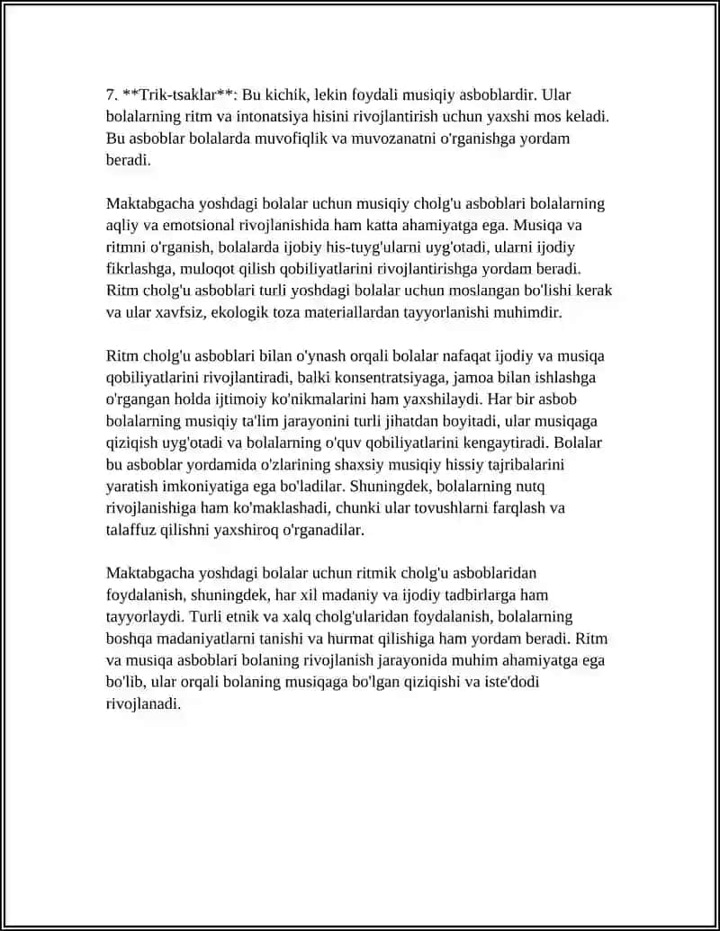 MAKTABGACHA YOSHDAGI BOLALAR CHOLG'U ASBOBI 4