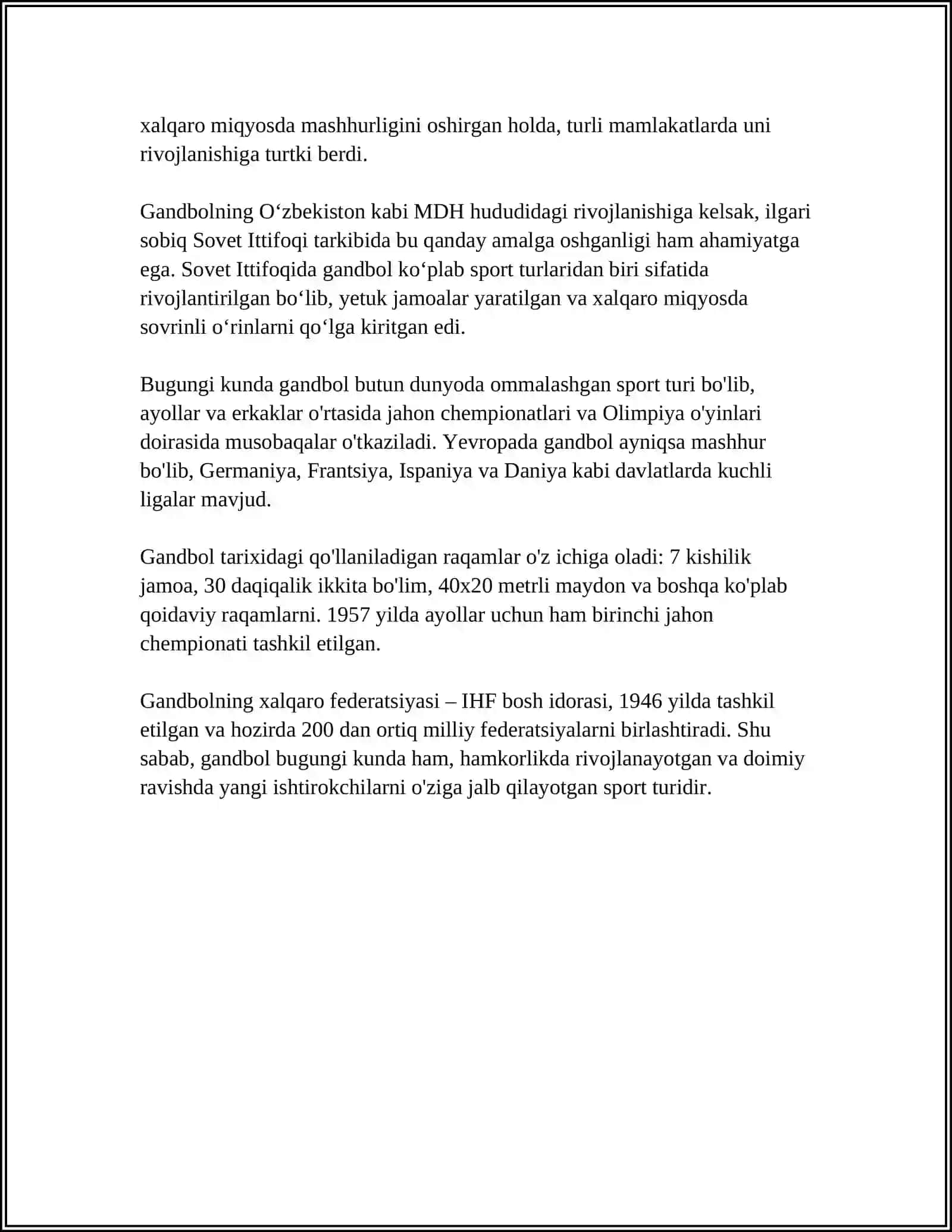 GANDBOL O'YINI BO'YICHA DASTLABKI O'YIN QOIDALARINING KELIB CHIQISHI 4