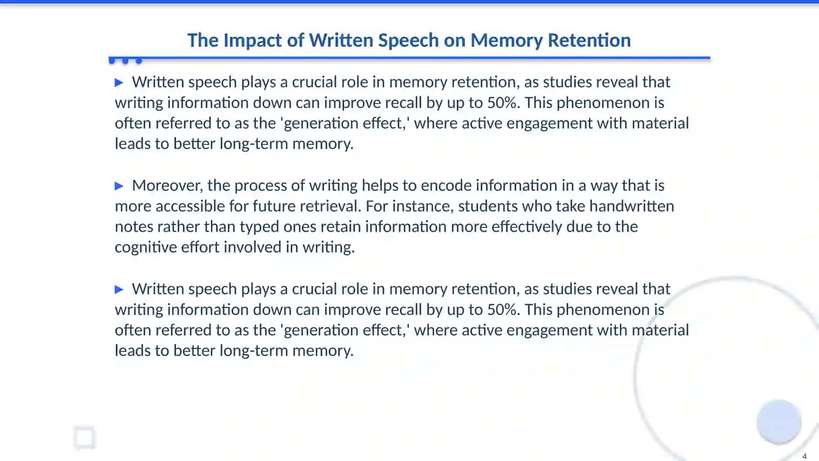 The Role of Written Speech in the Learning Process 4