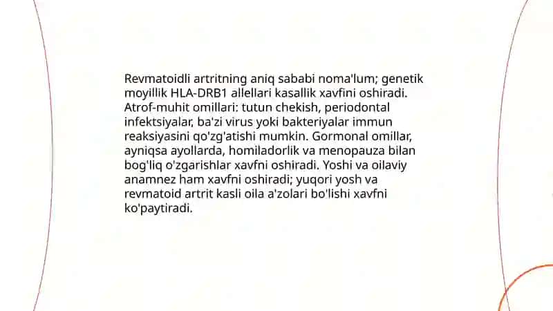 Revmatoid artritning Muxtorova Mexrixoni 4