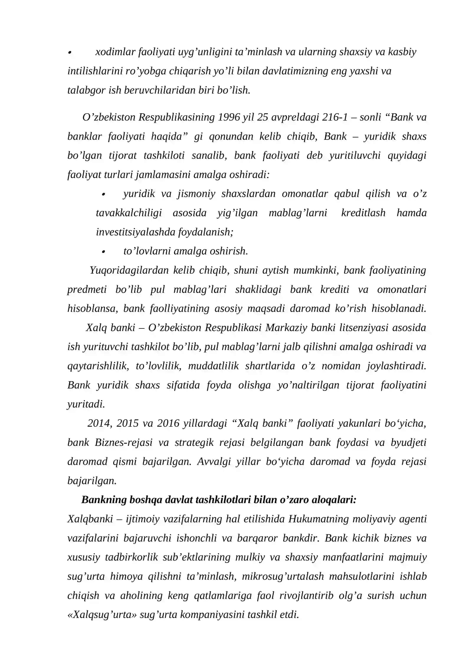 Bankda tanishuv amaliyoti hisoboti 4