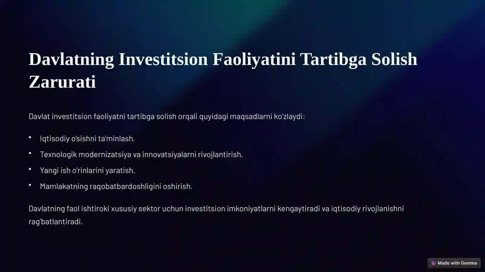 Investitsion faoliyatni tartibga solish 4