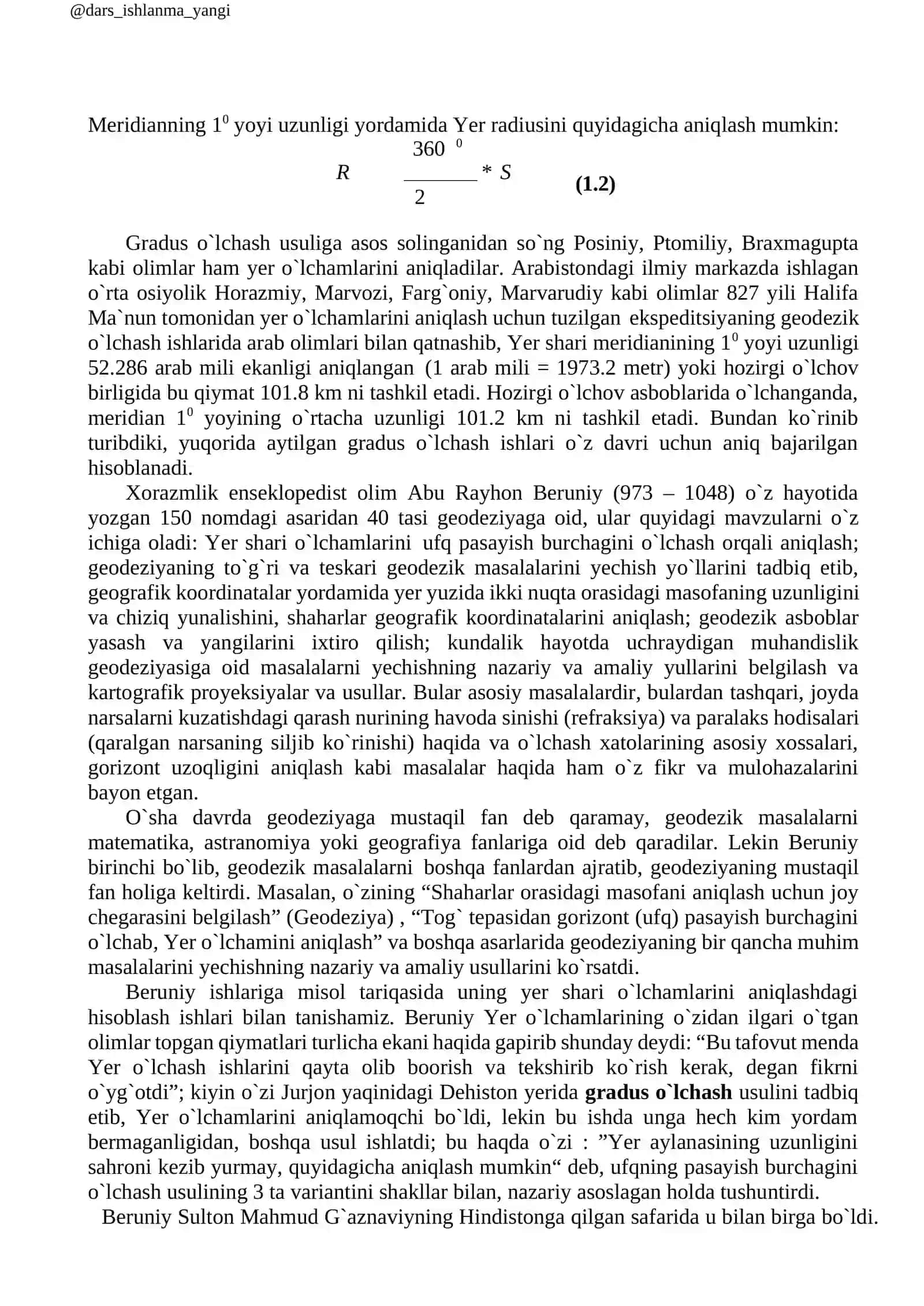 Geodeziya fanining vazifalari, rivojlanish tarixi 4