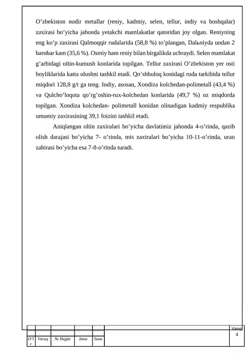 Molibden boyitish texnologiyalari kurs ishi 4