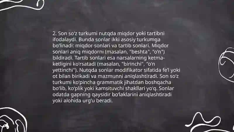 Son soʻz turkumi. 4